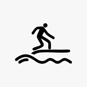 Surfer riding wave icon
