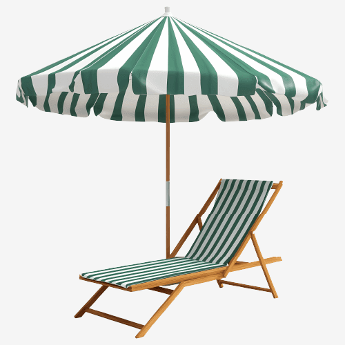 Beach chair and umbrella
