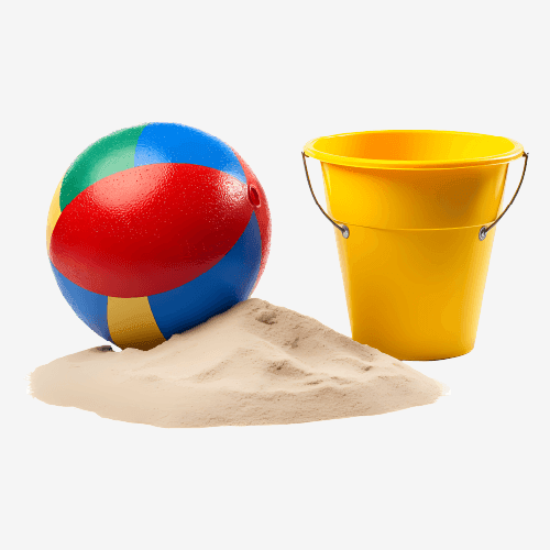 Beach ball and bucket