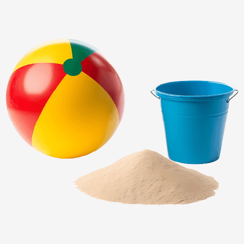 Beach ball and bucket