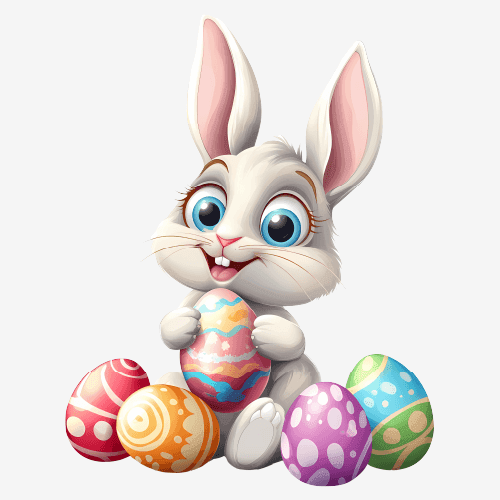 Easter Bunny with easter eggs
